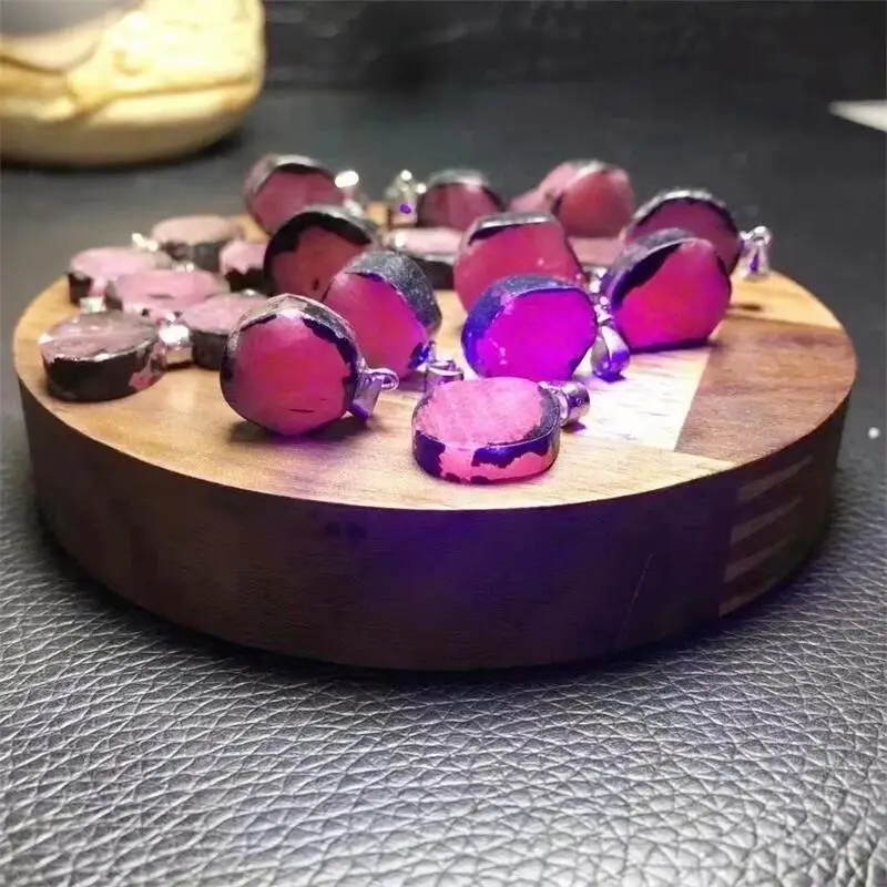 

S925 Natural Ruby Slice Pendant Crystal Healing DIY Necklace Fashion Classic Women Jewelry Accessories Exquisite 1pcs