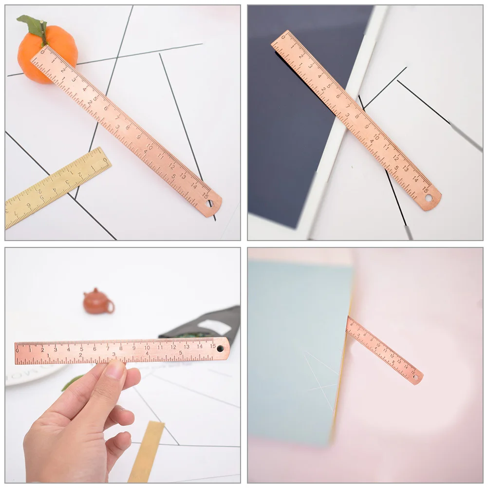

Copper Professional Drawing Ruler Portable Multi Functional Measuring Tool for Engineers Designers Students Office Supply