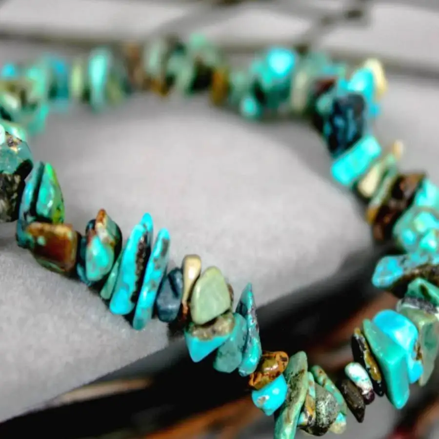 Handmade natural Turquoise ore irregular bead bracelet, men's cuff button bracelet, Ramadan prayer bead bracelet 2
