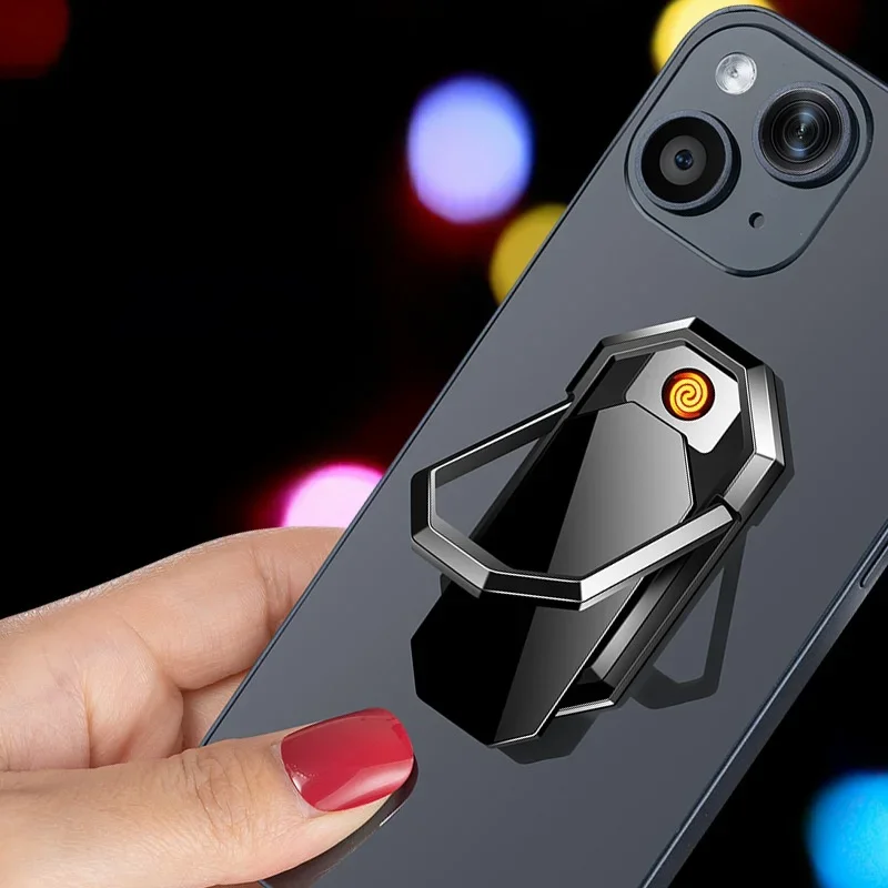 Strong Magnet Mobile Phone Holder Electric USB Charging Lighter Multifunctional Flameles Coil Tungsten Outdoor Windproof Lighter