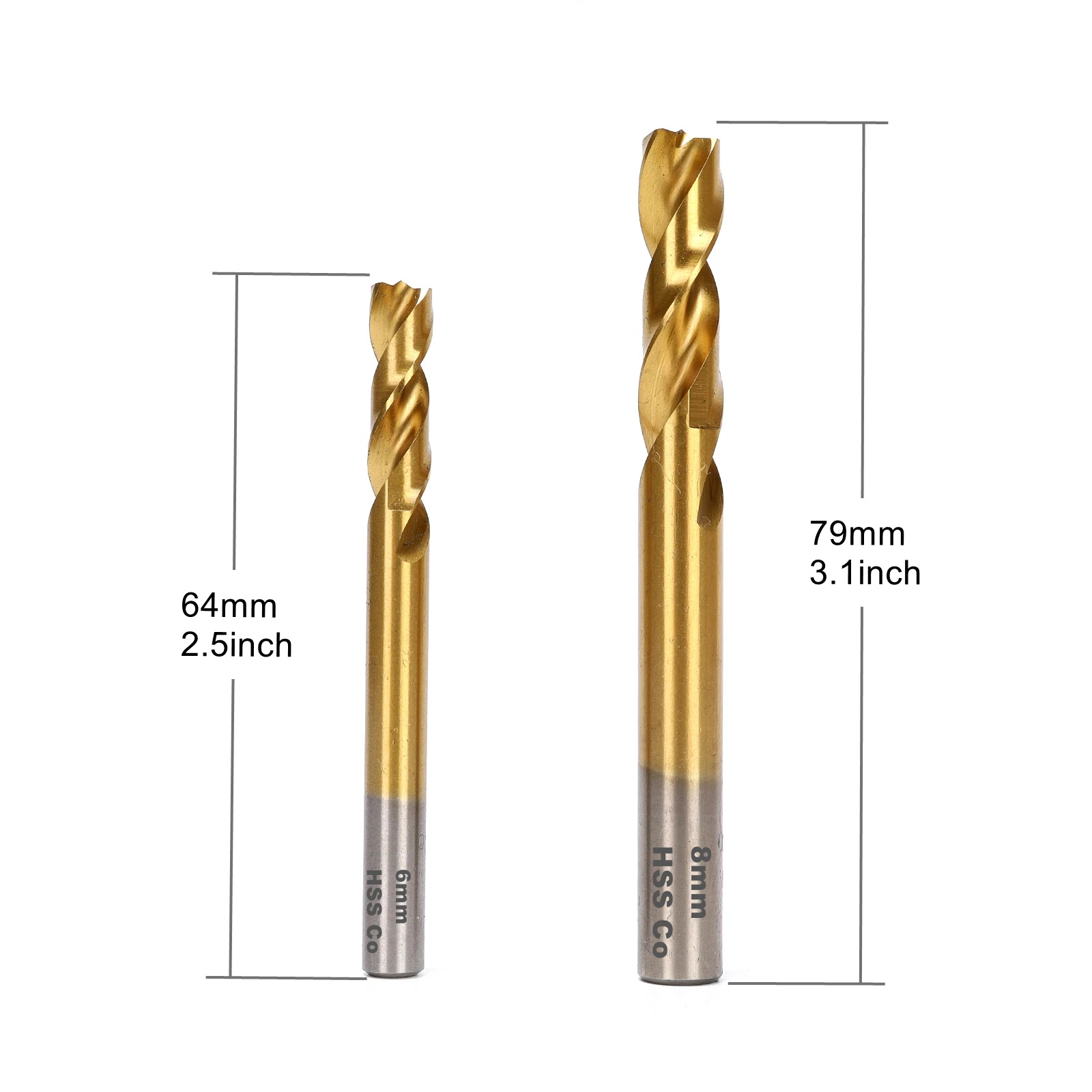 2Pcs/Lot Spot Weld Drill Bit (6mm+8mm) Titanium Coated High Speed Steel Cobalt HSS-Co for Car Welding Points, Auto Panel Repair