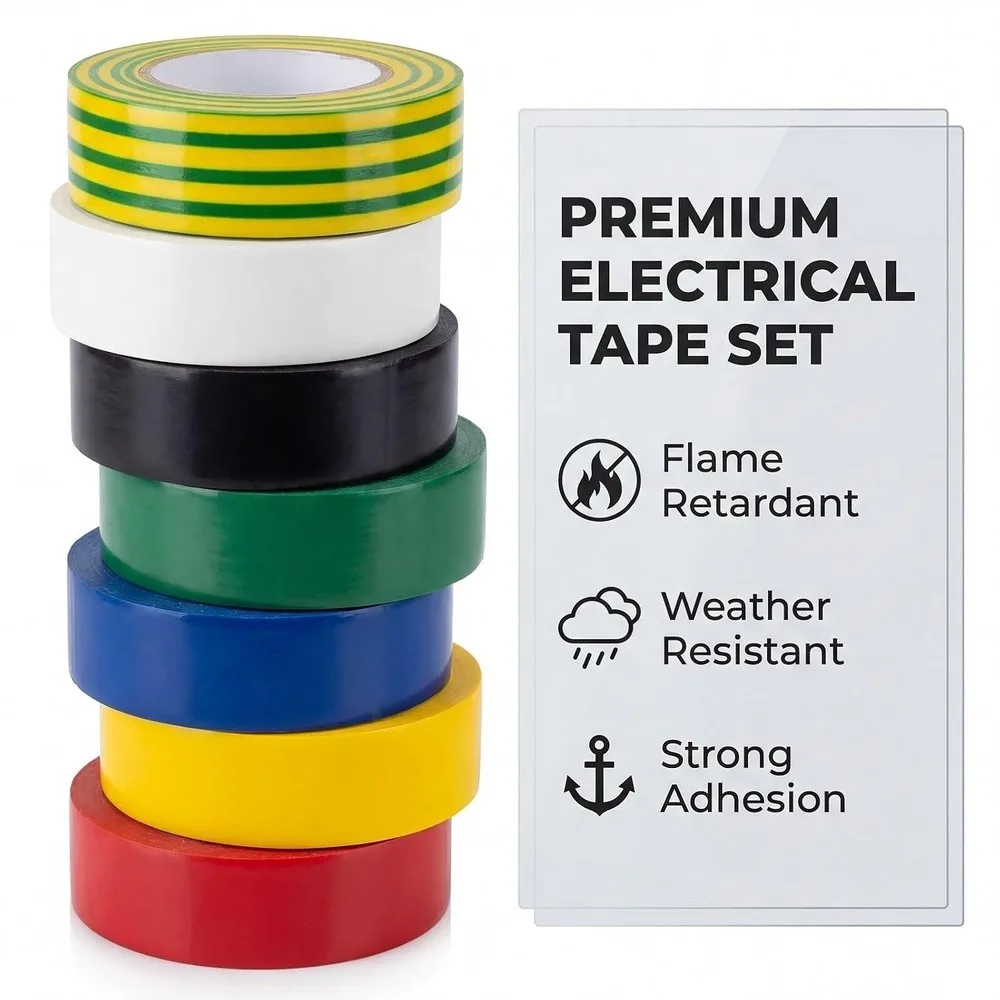 Colored PVC Electrical Insulating Tape, Waterproof Vinyl Wire Wrap Tape for Cable Repair, 2 Rolls, Random Color