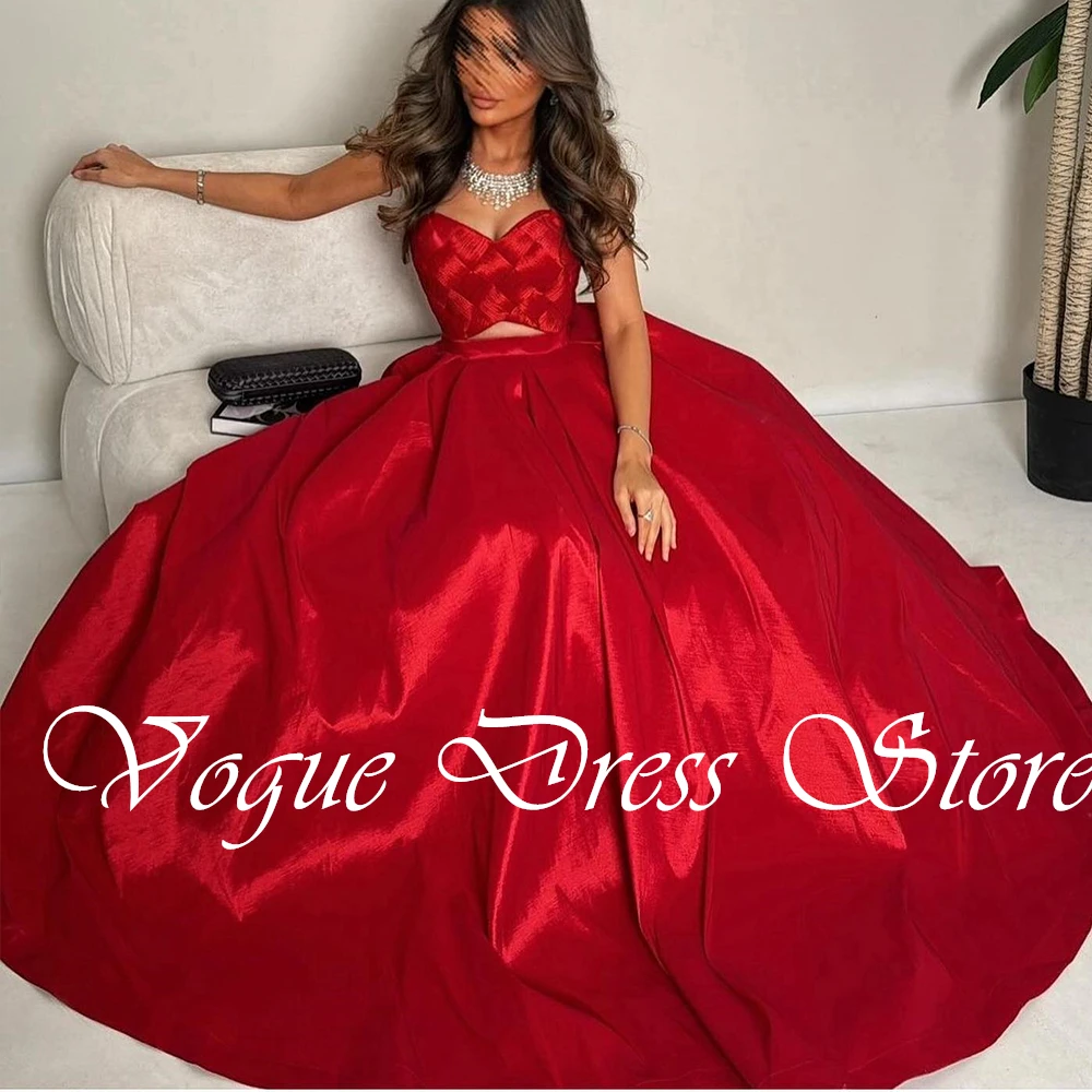 Customized Exquisite Red Satin Evening Dress A-Line for Woman Special Occasion Gowns Sweetheart Saudi Arabia Party Dresses 2025