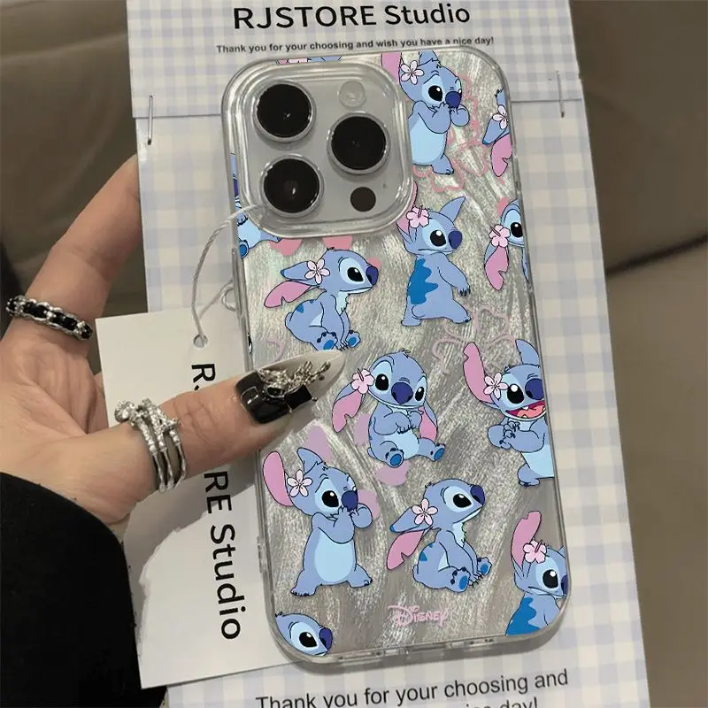 Disney Stitch Full Screen Phone Case For iPhone 16 15 14 13 12 11 Pro Max X XS Max XR 12 13 Mini 7 8 Plus Shockproof Soft Cover