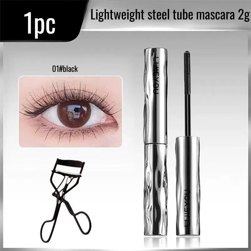 Metall Eisen Wimpern Mascara Wasserdichte Seide Faser Mascara Schwarz Lange Curling Wimpern Extensions Nicht verklumpende Augen Make-Up Kosmetik