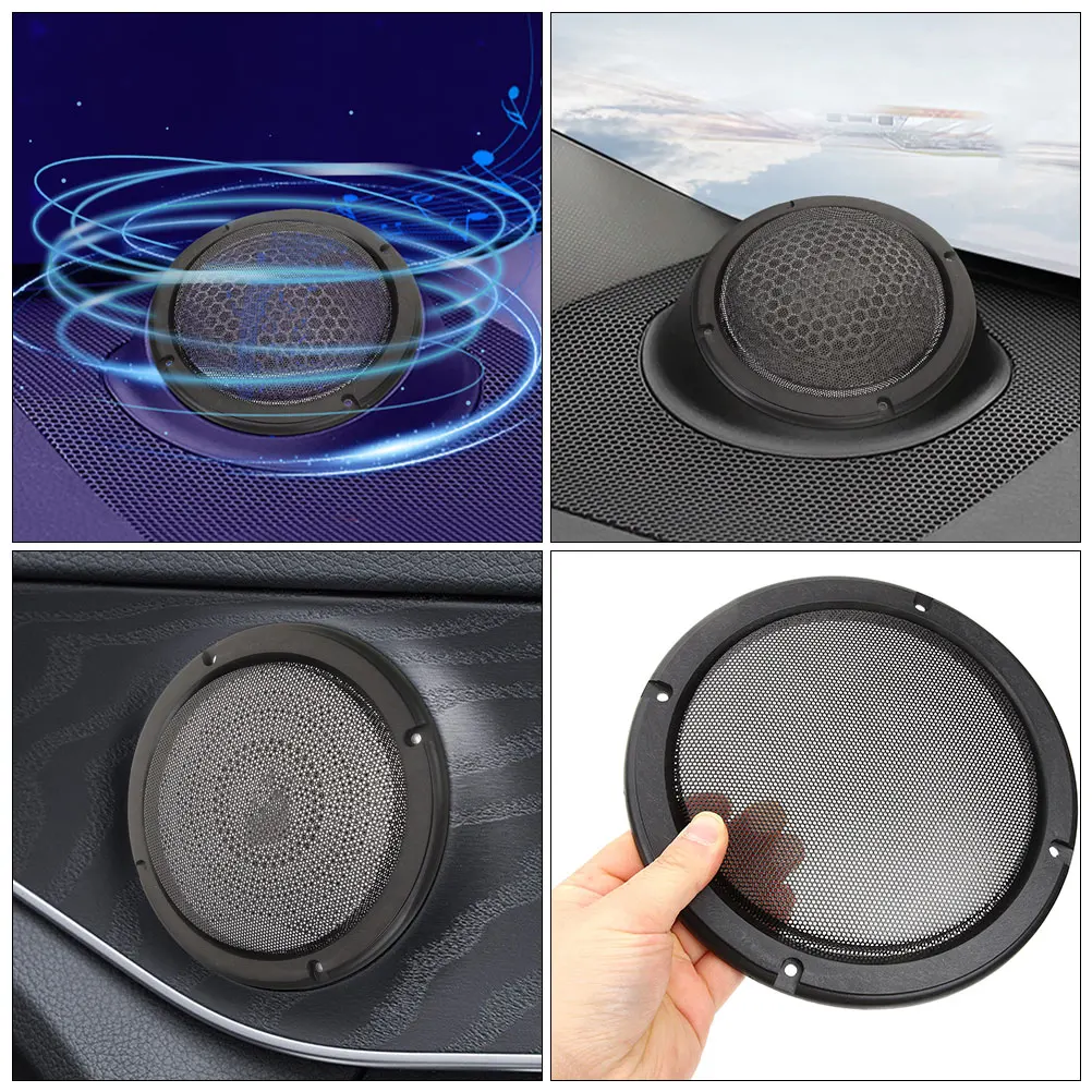 

2PCS Speaker Grille Cover Wrought Iron Black 5Inch Cloth DIY Home Audio Car Speakers Metal Subwoofer Guard Repair Tool