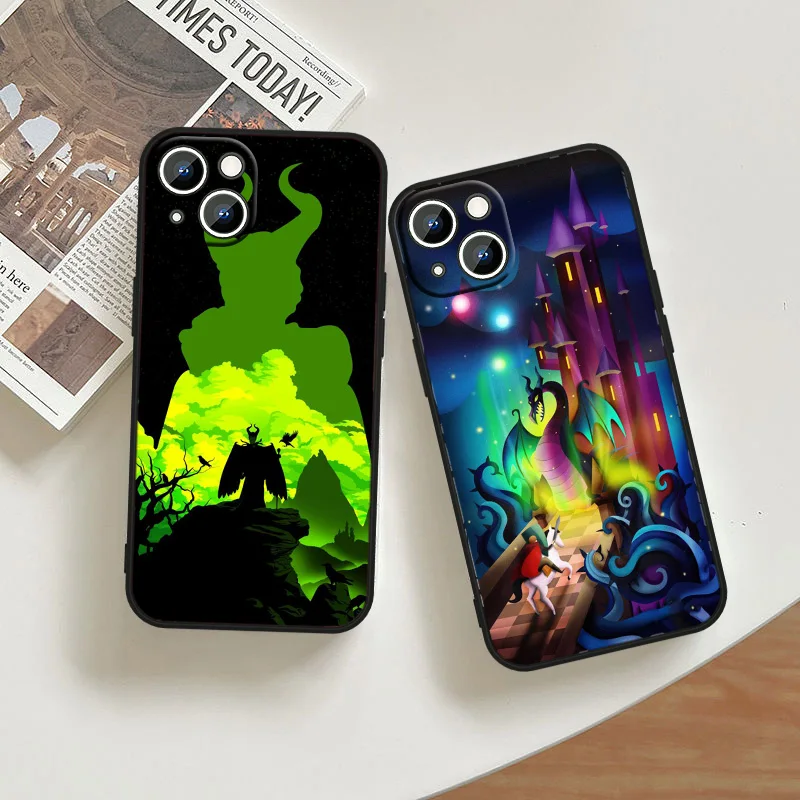 Disney Maleficent Black Silicone Phone Case For Apple iPhone 15 14 13 12 mini 11 XS XR X 8 7 Pro Max Plus Soft Shell Cover Capa