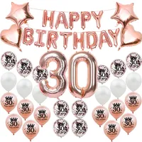 Rose Gold Air Latex Confetti Helium Balloon 16 18 20 21 30 40 50 60 70th Years Number Birthday Happy Party Decorations