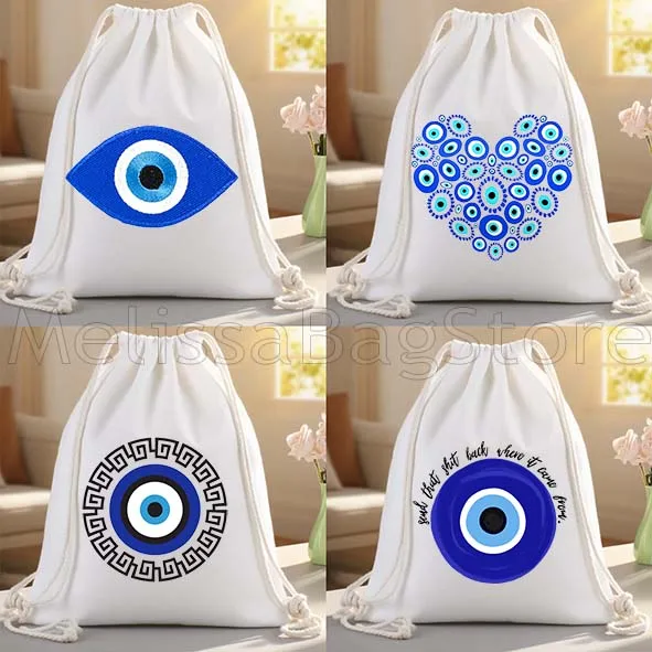 ماتي الأزرق عين الشر سحر الدوائر اليونانية قماش الرباط أكياس كرة القدم على ظهره الصالة الرياضية Sackpack الهدايا سلسلة حقيبة لمسافات طويلة الرياضة