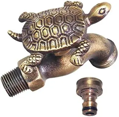 

Decorative Solid Brass Turtle Garden Outdoor Faucet 4" Inches L - with a Brass Connecter