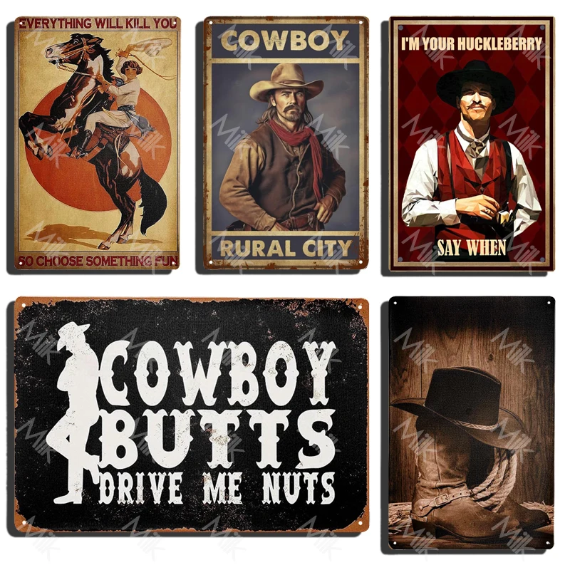 Western Cowboys Vintage Poster Metal Tin Signs Lone Ranger Horse Retro Metal Plate Wall Decor for Jockey Club Pub Man Cave