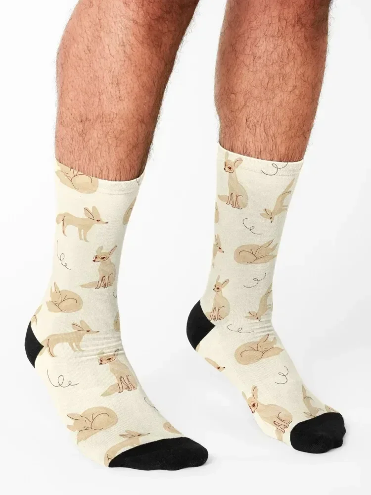 fennec fox pattern Socks cotton cool New year's anti slip football Woman Socks Men's