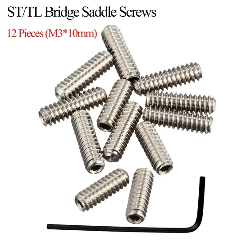 12 3mmx10mm American Standard ST/TL Electric Guitar Bridge String Code Screws + Hexagonal Wrench