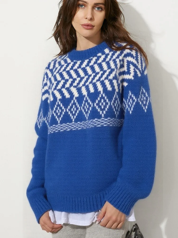 

New Fashion Striped Printing Pullovers Knitted Women Sweaters Autumn Winter Long Sleeve Women's Sweater Elegant Winter Tops