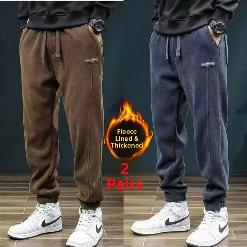 

Мужские повседневные брюки из вельвета на резинке, осенне-зимние, 2026 Winter Thiened Fce