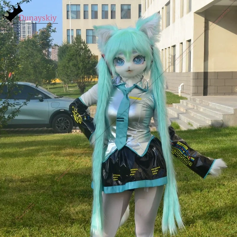 Furry Hatsune MIKUUU Cosplay Mask Kemono Head Custom Fursuit Headsets Paw Comiket Cosplay Costumes Performance Prop