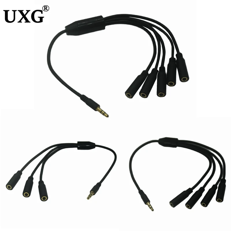 3.5mm Audio Splitter Y Jack 1 Male to 5 4 3 2 Female M/F 3.5 mm Cable Stereo Earphone Connector Adapter Earphone Accessories