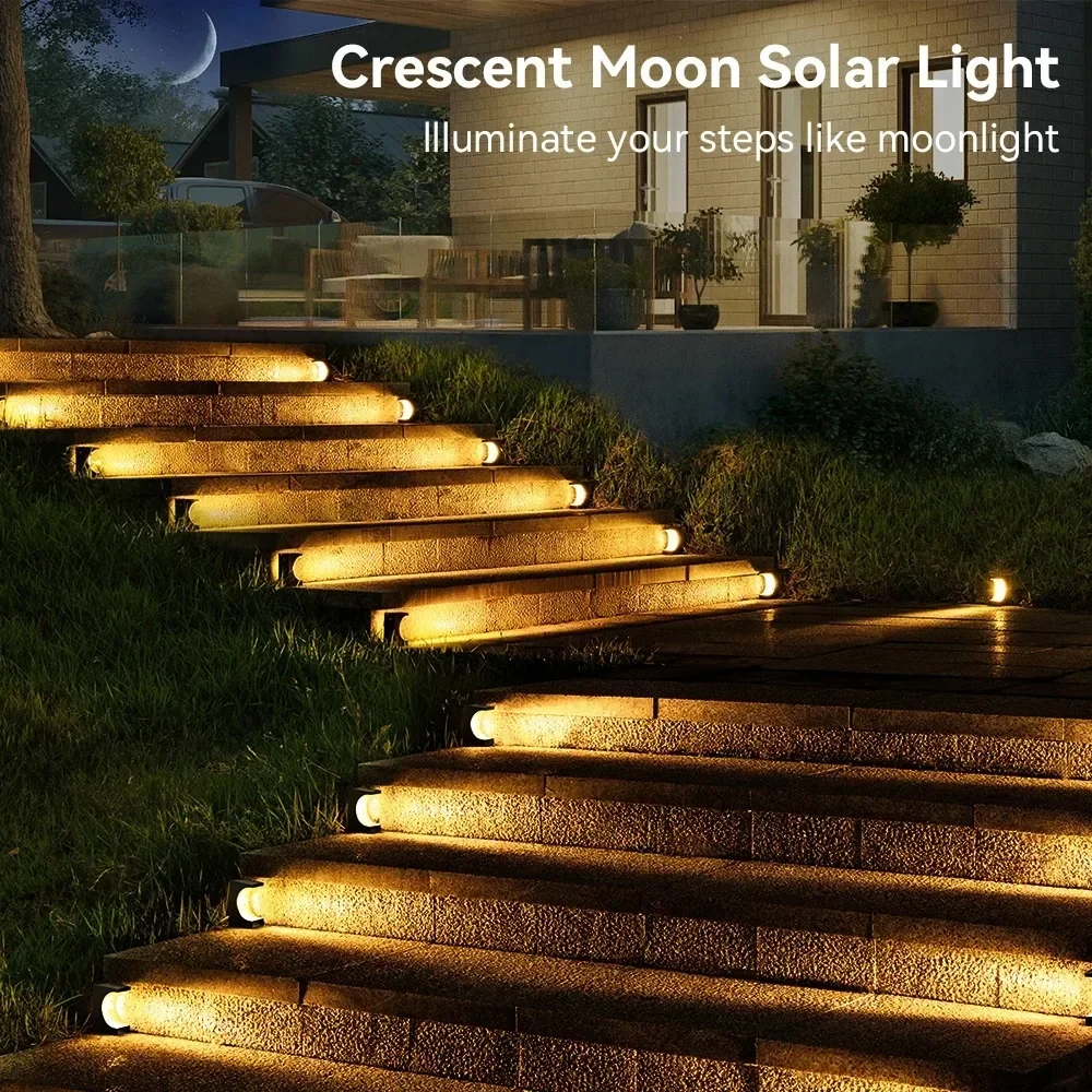 Solar-Powered LED Step Lights Outdoor Sensor Lighting for Stairs Garden & Pathway Outdoor Lighting IP65 Solar Powered Waterproof