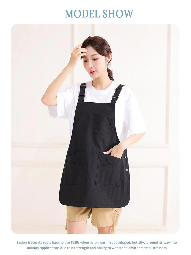 Waterproof Professional Two-Shoulder Work Apron - Multi-Pocket Water-Repellent Design for Bakery Food Service & Milk Tea Shop