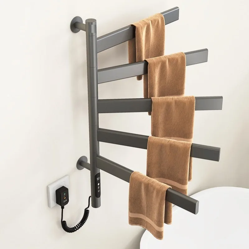 Electric Heated Towel Rail Stainless Steel Towel Rack Wall Rotating Towels Radiator Aesthetic Towels Dryer Bathroom Accessories