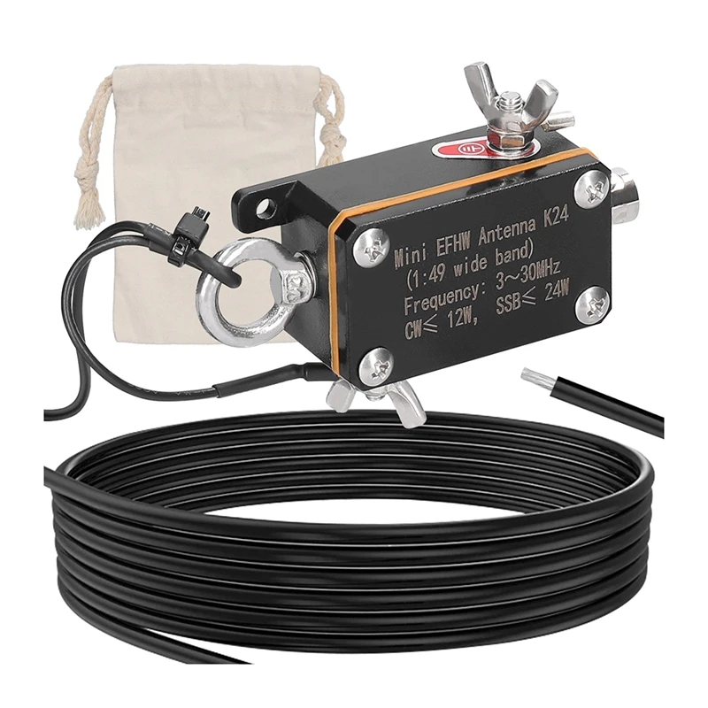 

Карманная антенна EFHW K24 3-30 МГц Коротковолновая антенна с частотным диапазоном Широкополосная полуволновая антенна с торцевой поверхностью