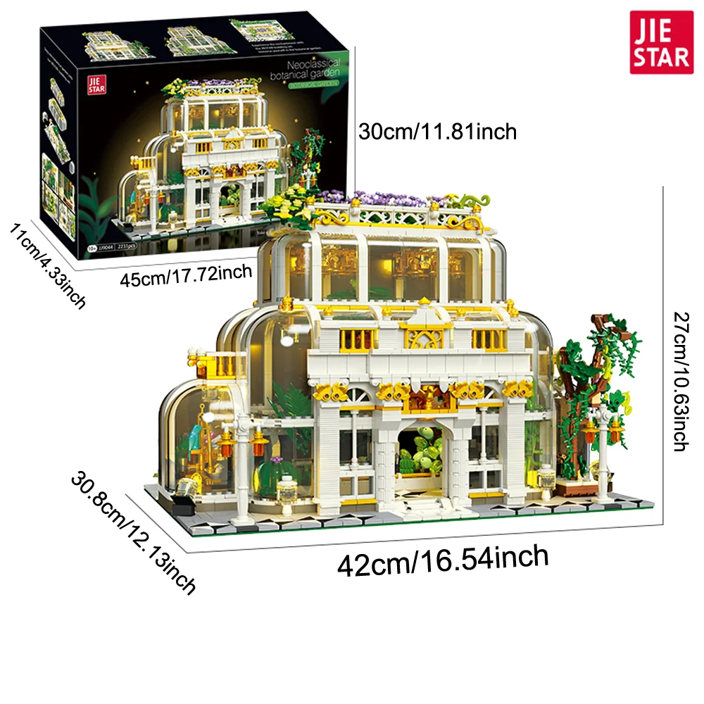 2231pcs Neoclassical Botanical Garden Building Block Set, DIY Building Blocks with Lights to Build Your Own Plant Garden