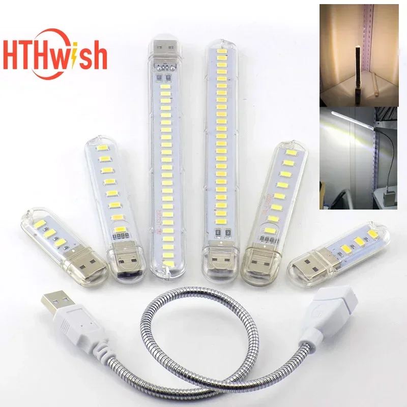 1 قطعة 5 فولت USB صغير كتاب أضواء المحمولة القراءة مصباح 3/8/10/20/24 USB المصابيح مصابيح لبنك الطاقة التخييم أجهزة الكمبيوتر المحمولة USB أضواء ليلية