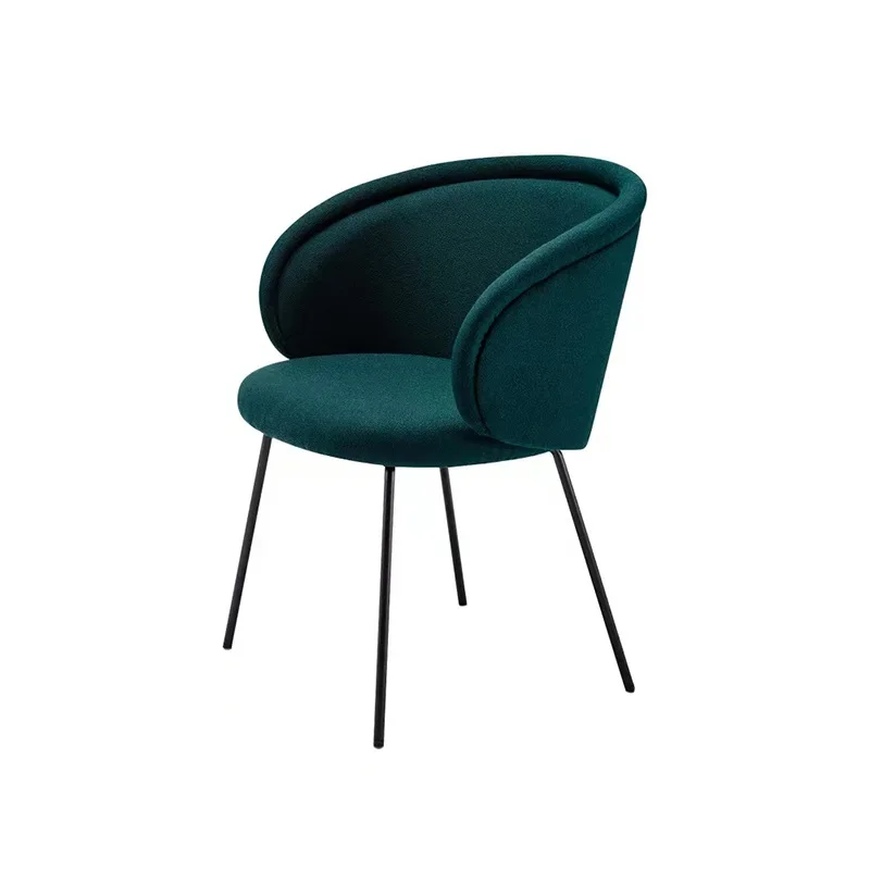 reception negotiation chair, coffee shop light luxury fabric dining chair, hotel soft bag leisure chair metal chair 5