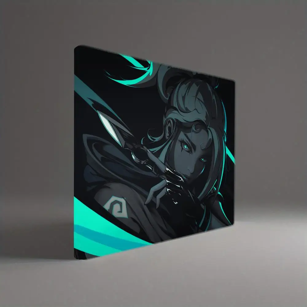 Neon Teal Game Character Print small mouse pad laptop office mat desk pad rubber anti-slip edge locking pc accessories gaming