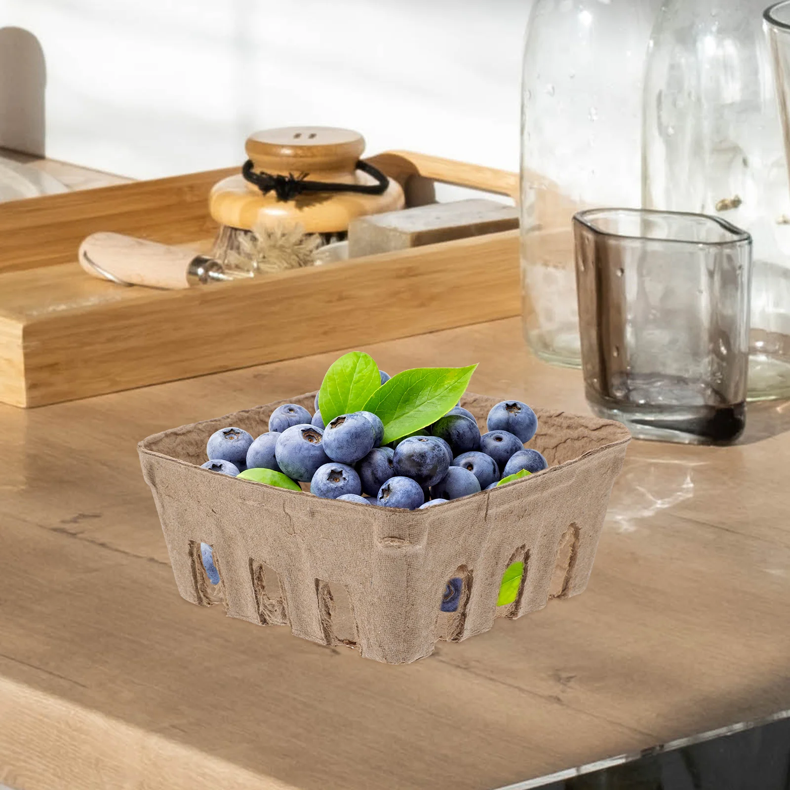 50 Pcs Food Tray Berry Baskets Paper Pulp Container Containers for Fridge Fruit Vegetable Strawberry Decor Veggie