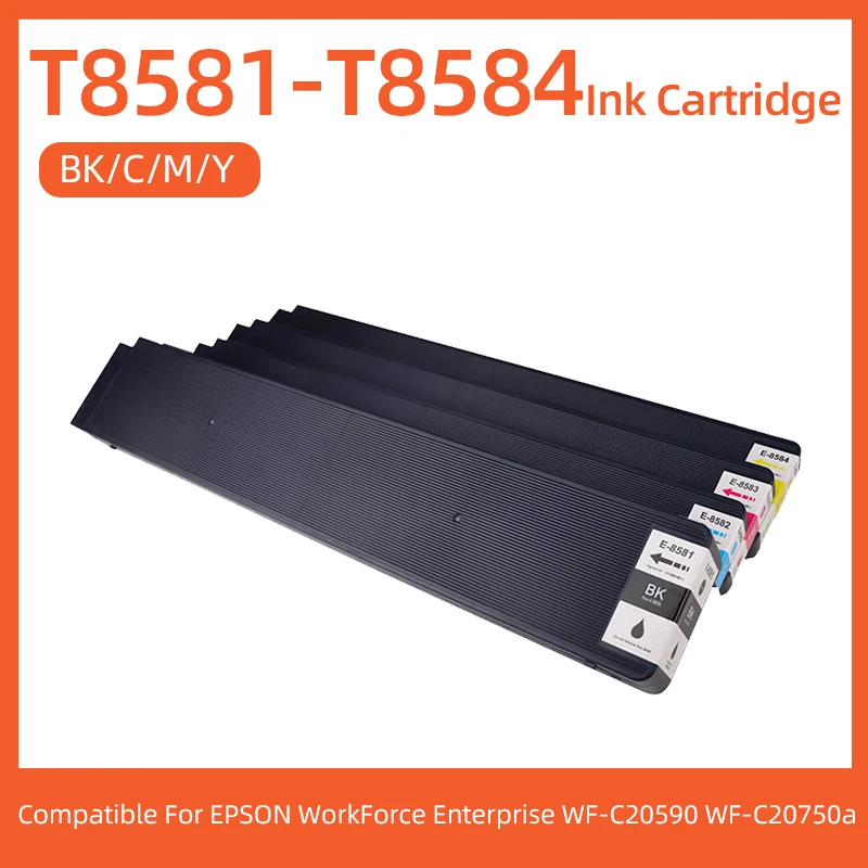T8581 T8582 T8583 T8584 Ink Cartridge Compatible for Epson WorkForce Enterprise WF-C20590 WF-C20750a Inkjet Printer 4Color