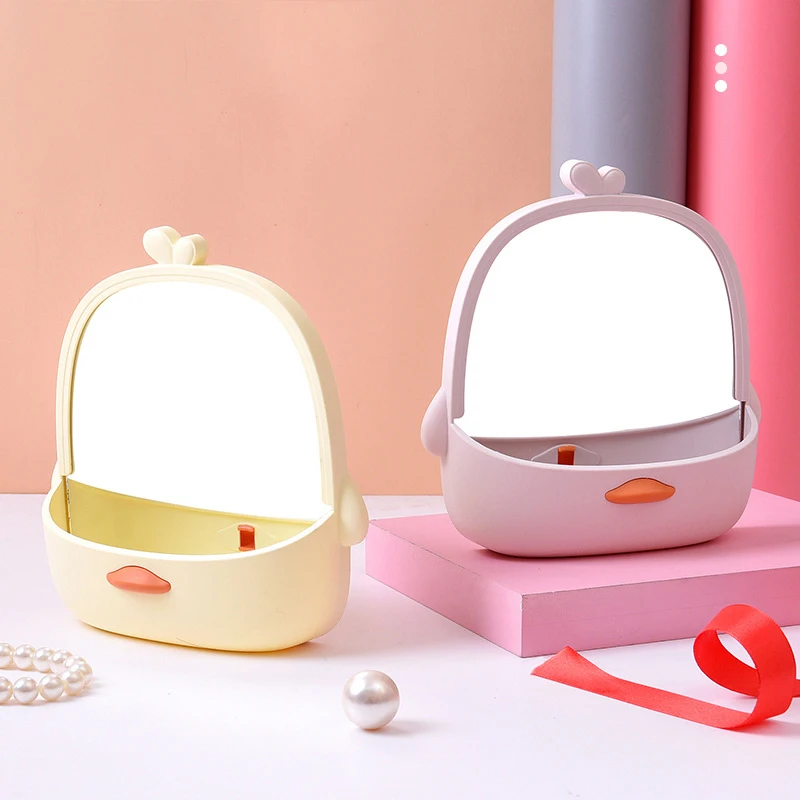 Miroir de Maquillage avec Rangement de Bureau, Accessoire de miles, Ornements de Table, Princesse Kawaii, 1 Pièce