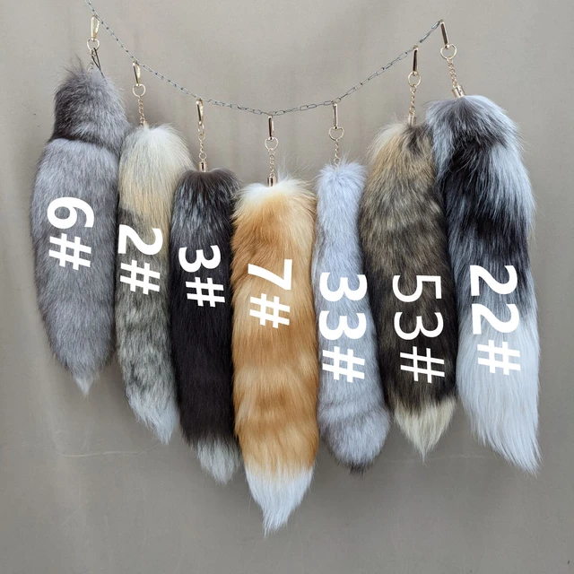 natural fox fur tail keychain furry 2024 chic y2k beautiful accessory length 40 cm Car Keychains For Women AliExpress
