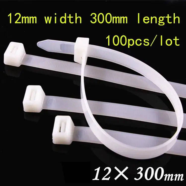 12*300 Nylon Cable Tie National Standard 12mm Wide Wire Harness Fixed Pedestal White/Black 100pcs/lot