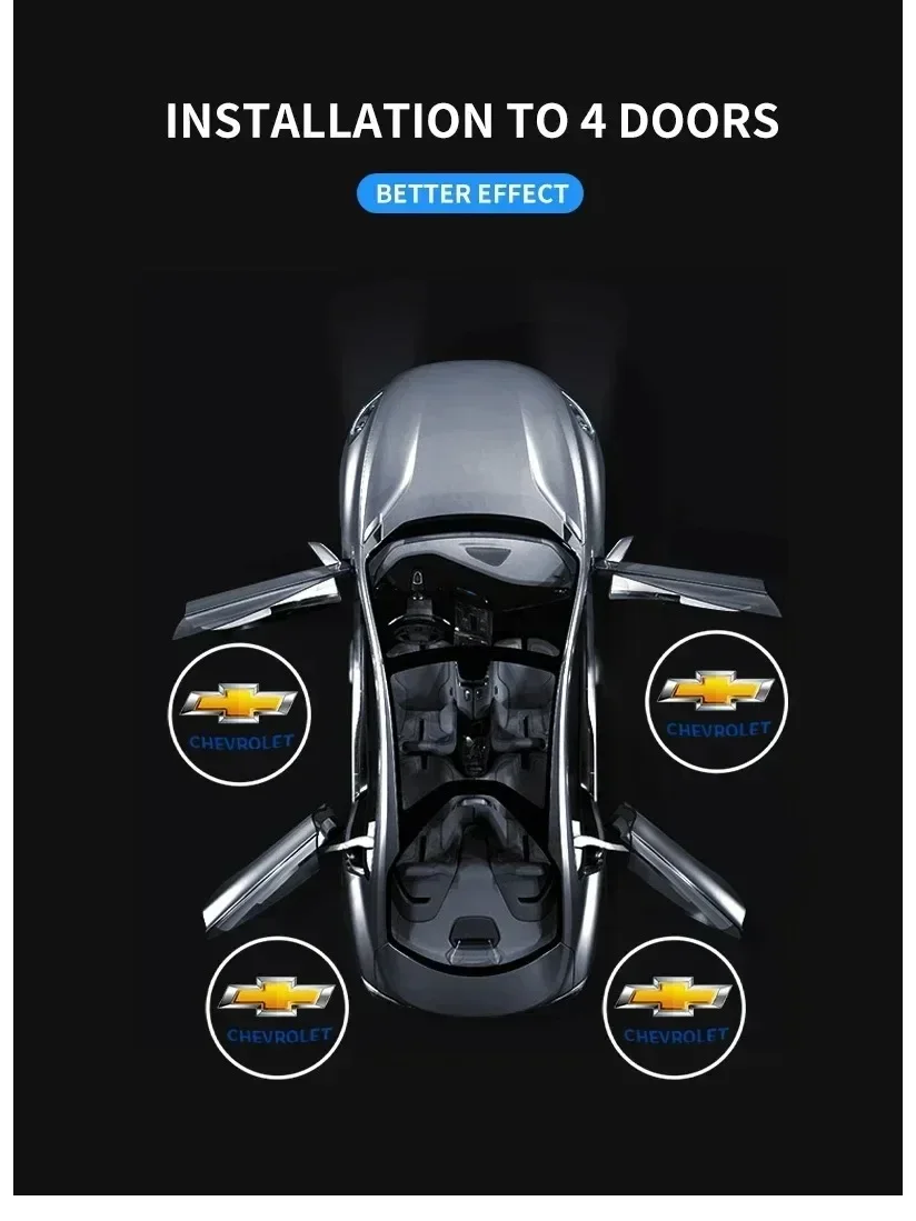 

Fit For Chevrolet Silverado Impala Malibu Equinox Cruze Camaro Cavalier Blazer Car HD Projector Lamp LED Auto Door Welcome Light