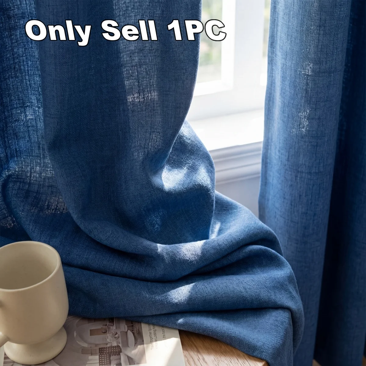 1pc Linen Curtain, Transparent Privacy Fabric, Rainbow Linen Sheer Curtains for Bedroom Living Room, Light Filtering Window Drap