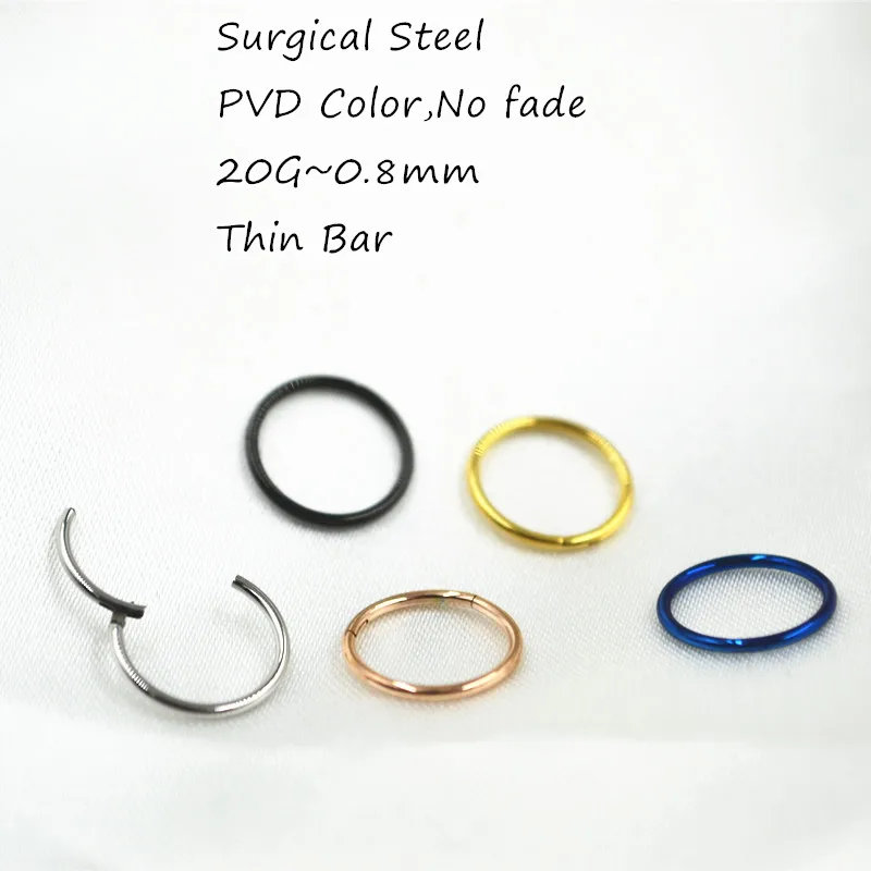 

50PCS 20G 316L Surgical Steel Thin Bar Ear Nose/Lip Hoop Ring Seamless Septum Segment Ring Clicker Cartilage Earring Daith Helix