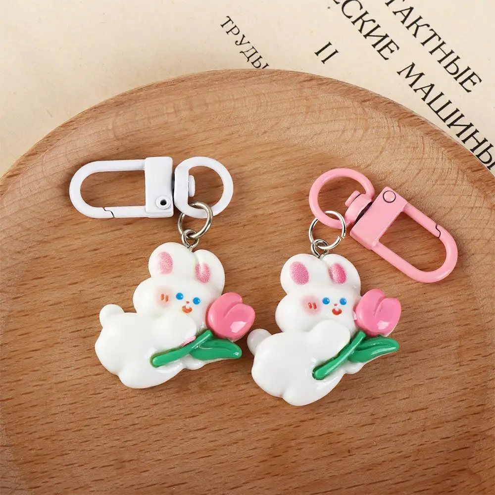 Bag Ornament Tulip Rabbit Tulip Bunny Keychain Pendant Resin Cute Versatile Keychain Cartoon Bunny Cute Student Gifts