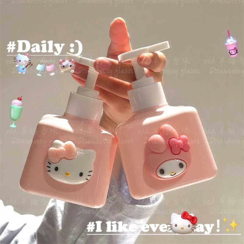 Hello Kitty Double-Compartment Bottle—Cute, Stylish Empty Pump Bottle   Home-Use Shampoo and Body Wash Dispenser   Lotion Bottle view 3