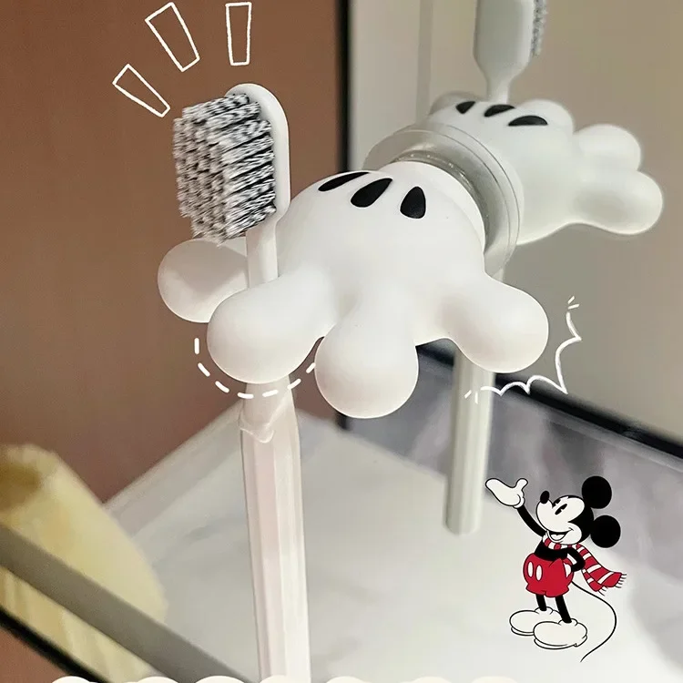 Disney Mickey Mouse Toothbrush Holder Cartoon Anime Toothbrush Stand PVC Suction Cup Bathroom Storage Accessories kids Gifts Toy