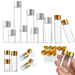 5Pcs 5ml-25ml Mini Clear Glass Bottles W/ Aluminum Lid Empty Gravel Bottle Wishing Vial Travel Sample Container For Party Gift