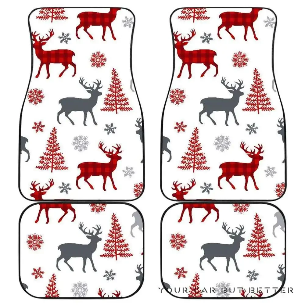 Deer Tree Snowflakes Chrismas Pattern Front And Back Car Mats 045109