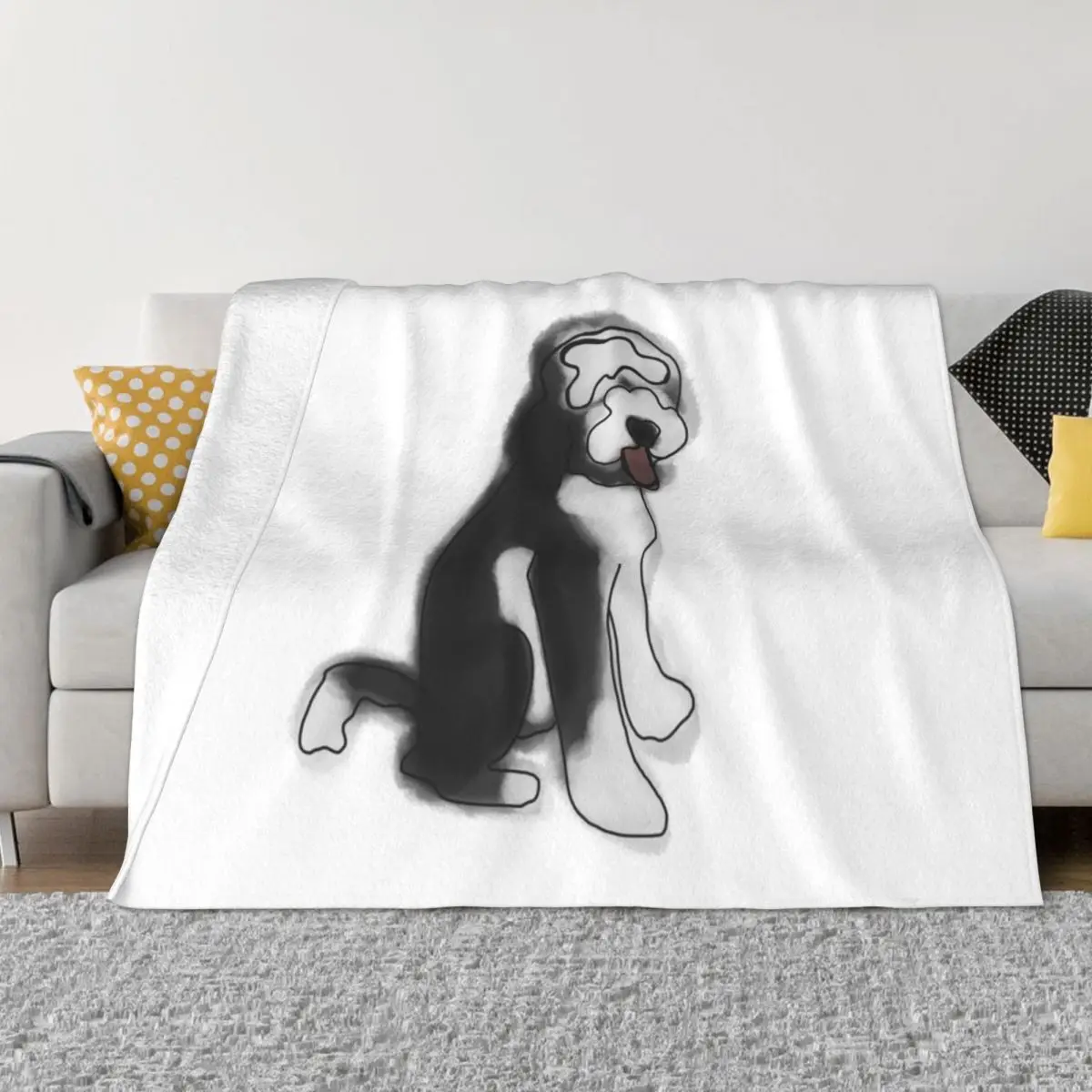 

Water Color Sheepadoodle Throw Blanket Hair Blanket Summer Blanket