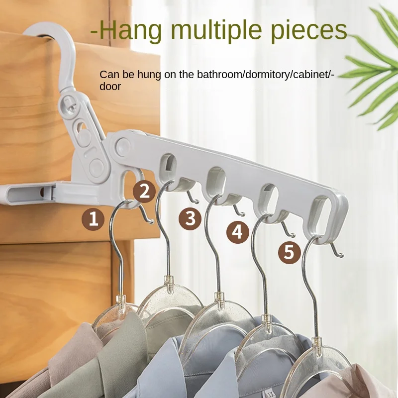 Portable Foldable Clothes Drying Rack Angle Adjustable Multi-function Clothes Hanger Five-hole Clothes Hook Hotels