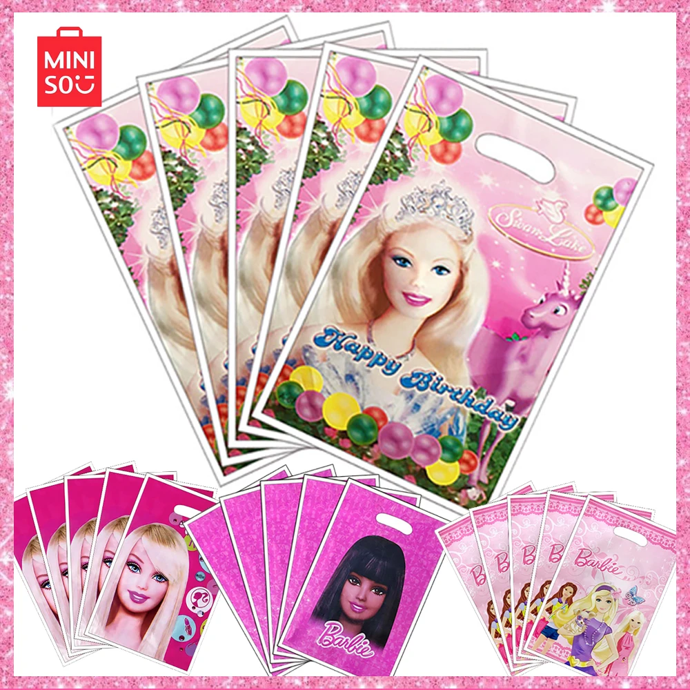 Miniso Barbie Princess Birthday Gift Bag Party Decoration Supply Girl Gift Wrapping Bag Kid Candy Cookie Cute Wrapping Paper Bag