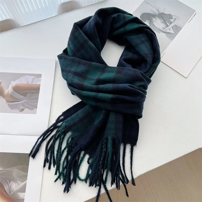 2024 New Fashion Luxury Stripe Plaid Designer Winter Scarf Women Cashmere Shawl Blanket Wrap Outdoor Travel Warm Pashmina