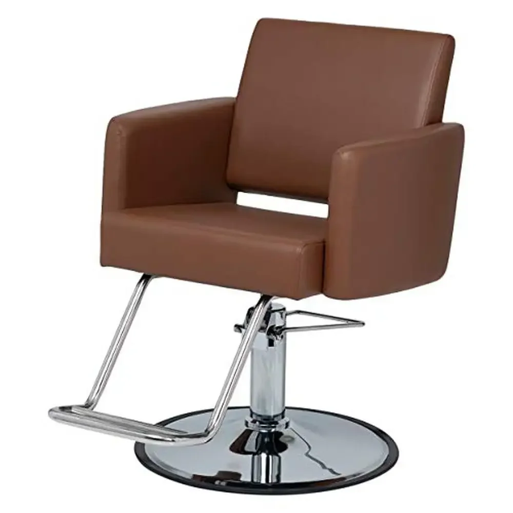 Stylish Barbers Salon Chair Premium Vinyl Inclined Backrest Chrome Base Heavy-Duty Frame