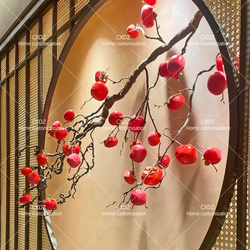 Inverted persimmon tree simulation green plant hanging branches hanging dragon jujube modeling tree entrance indoor hotel