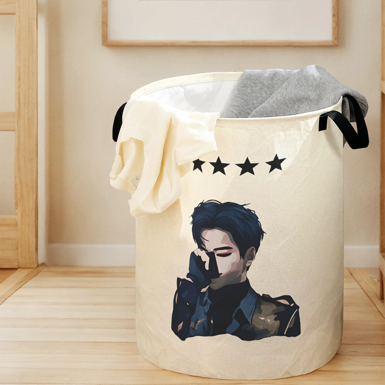 

Складной контейнер для хранения с принтом K-Pop Idol Vector Art с изображением 4 звезд, большой вместимости, для детских игрушек и одежды, для дома и ванной комнаты