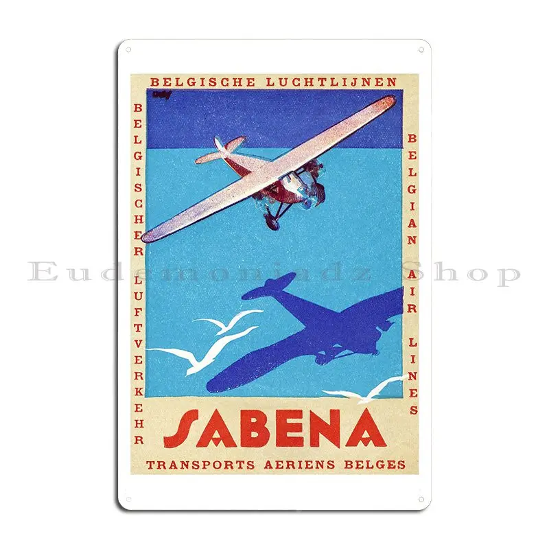 1930 S Sabena Airlines Metal Sign Personalized Kitchen Party Wall Plaque Bar Tin Sign Poster